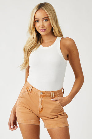 Washed Sandstone High Rise Carpenter Shorts