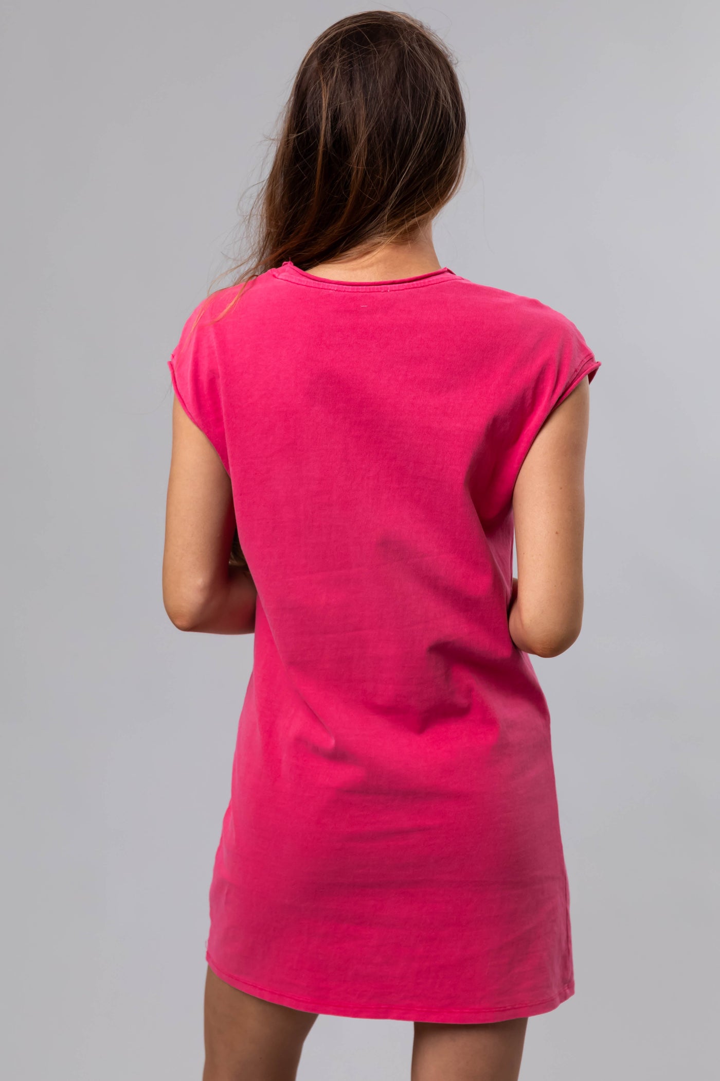 Watermelon Washed Cap Sleeve Cotton Shift Dress