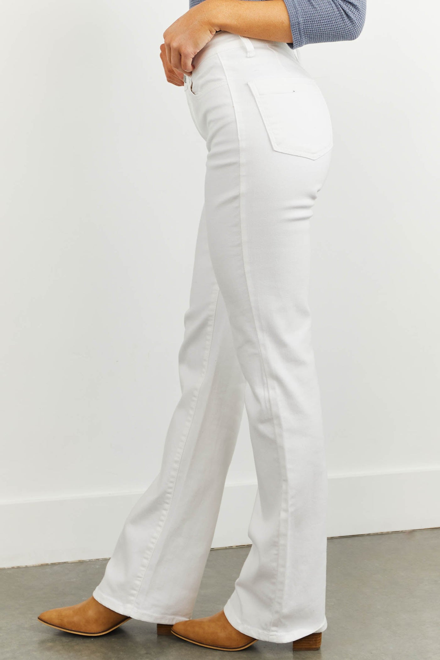 White High Rise Flare Leg Boot Cut Denim Jeans