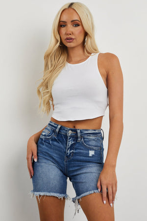 White Sleeveless Strappy Open Back Crop Top