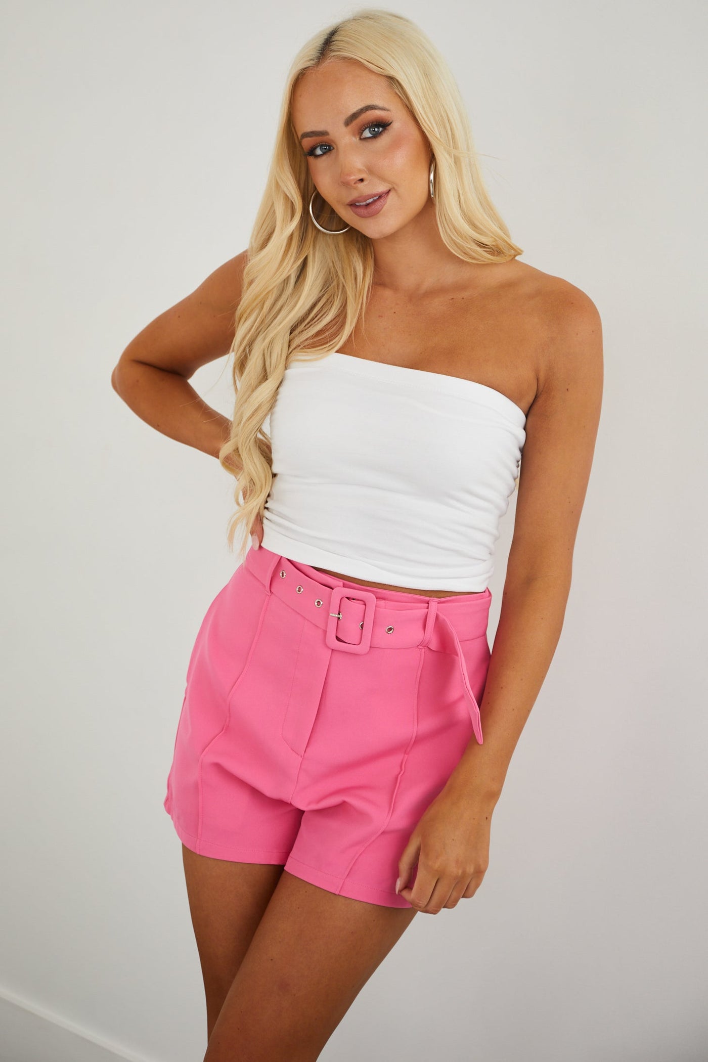 White Strapless Knit Top with Built in Bra