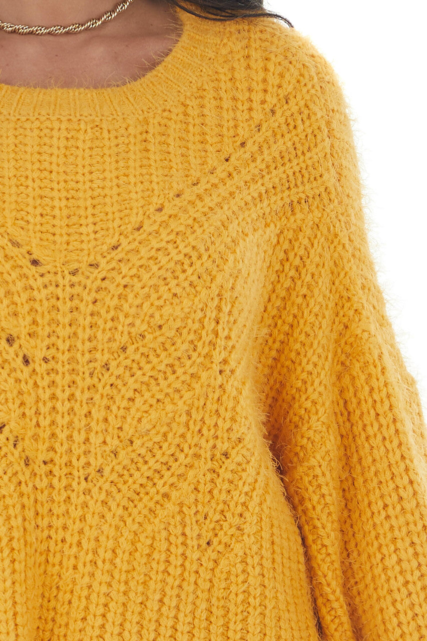 Amber Long Sleeve Fuzzy Cable Knit Sweater