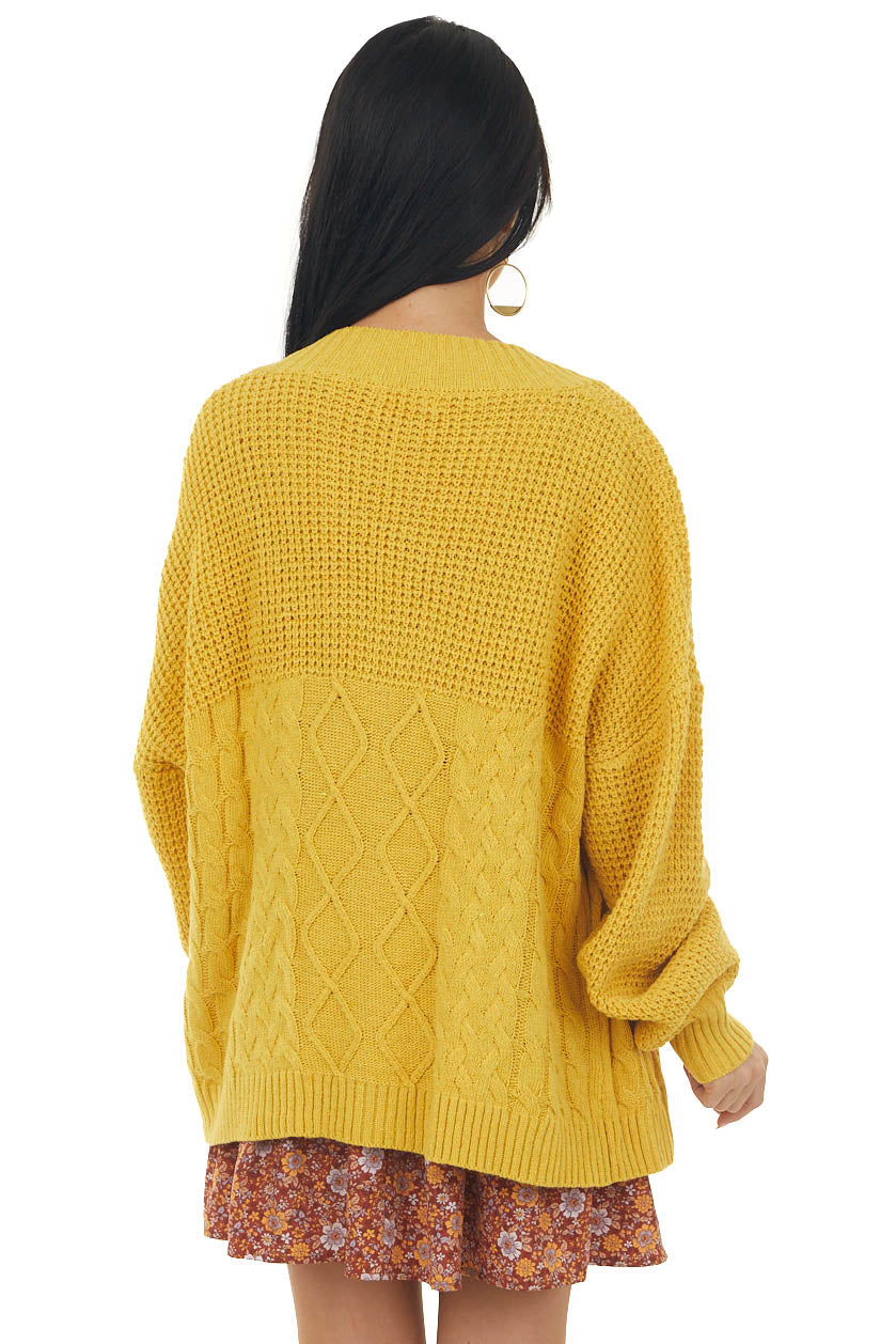 Amber Cable Knit Button Up Sweater Cardigan