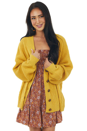 Amber Cable Knit Button Up Sweater Cardigan