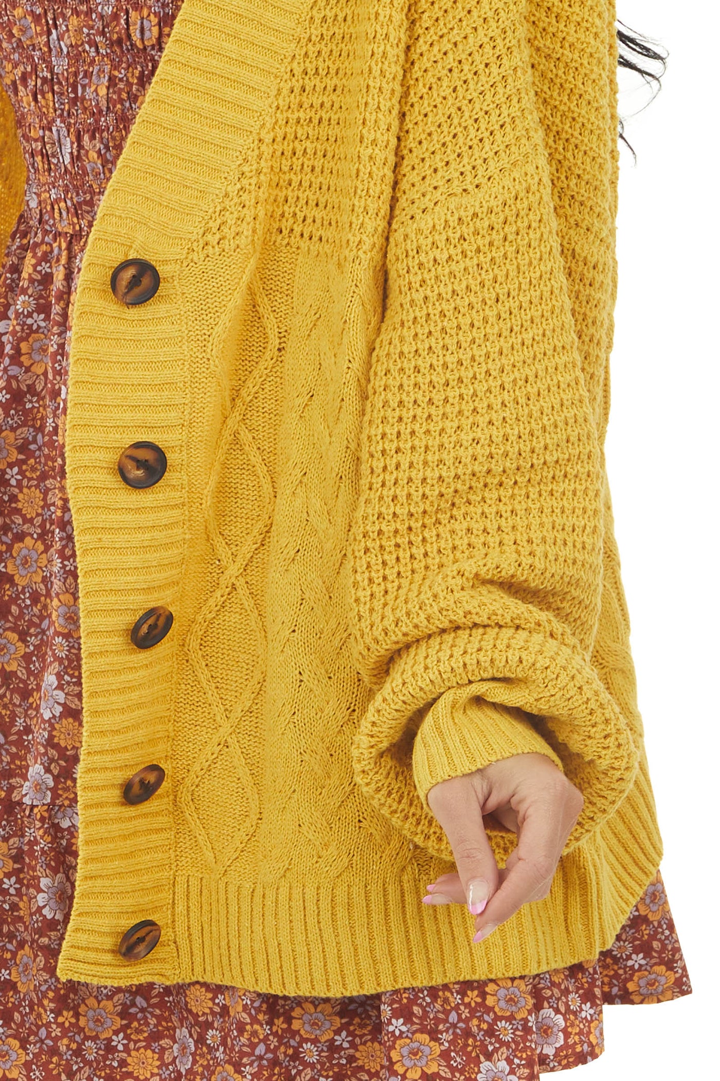 Amber Cable Knit Button Up Sweater Cardigan