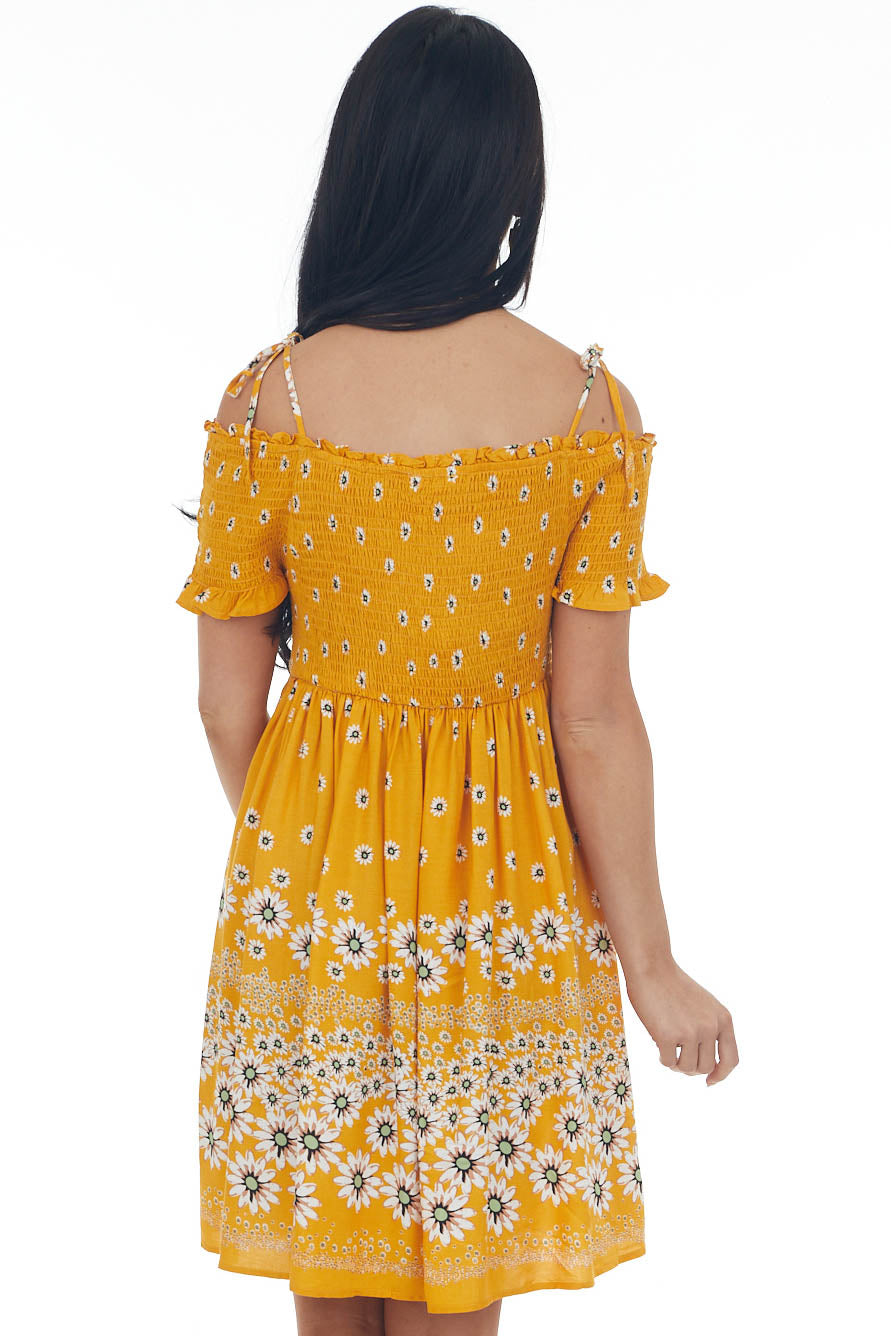 Amber Floral Print Cold Shoulder Short Dress