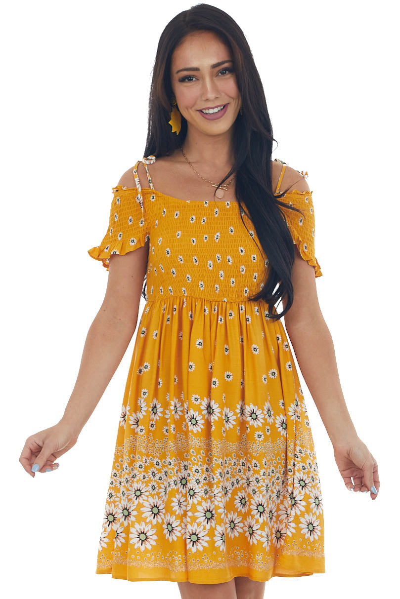 Amber Floral Print Cold Shoulder Short Dress
