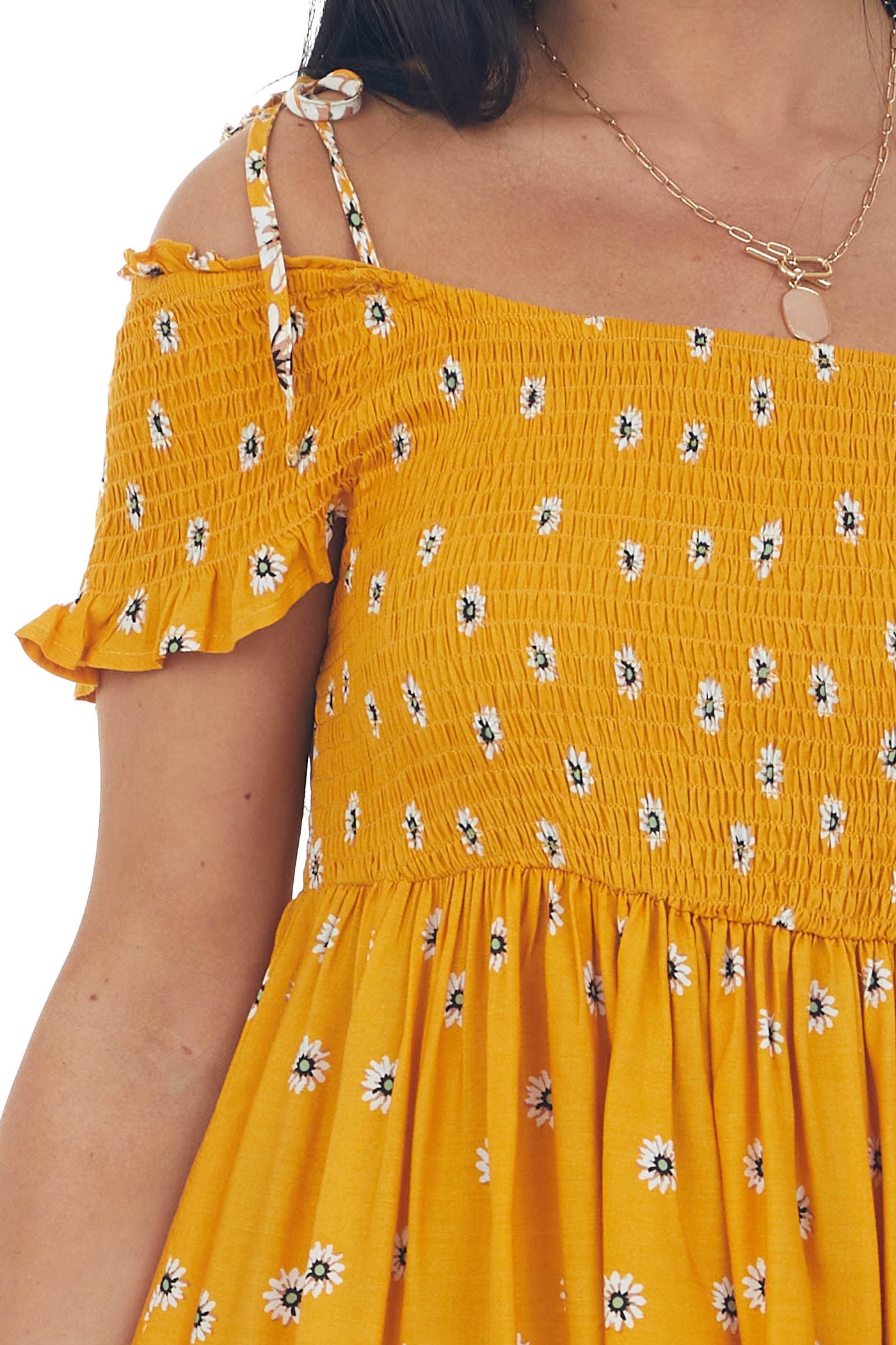 Amber Floral Print Cold Shoulder Short Dress