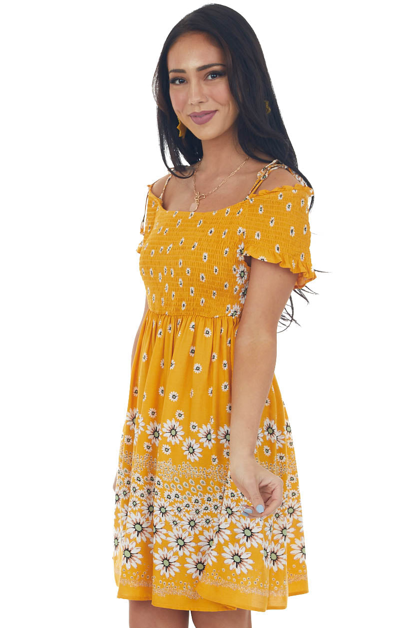 Amber Floral Print Cold Shoulder Short Dress