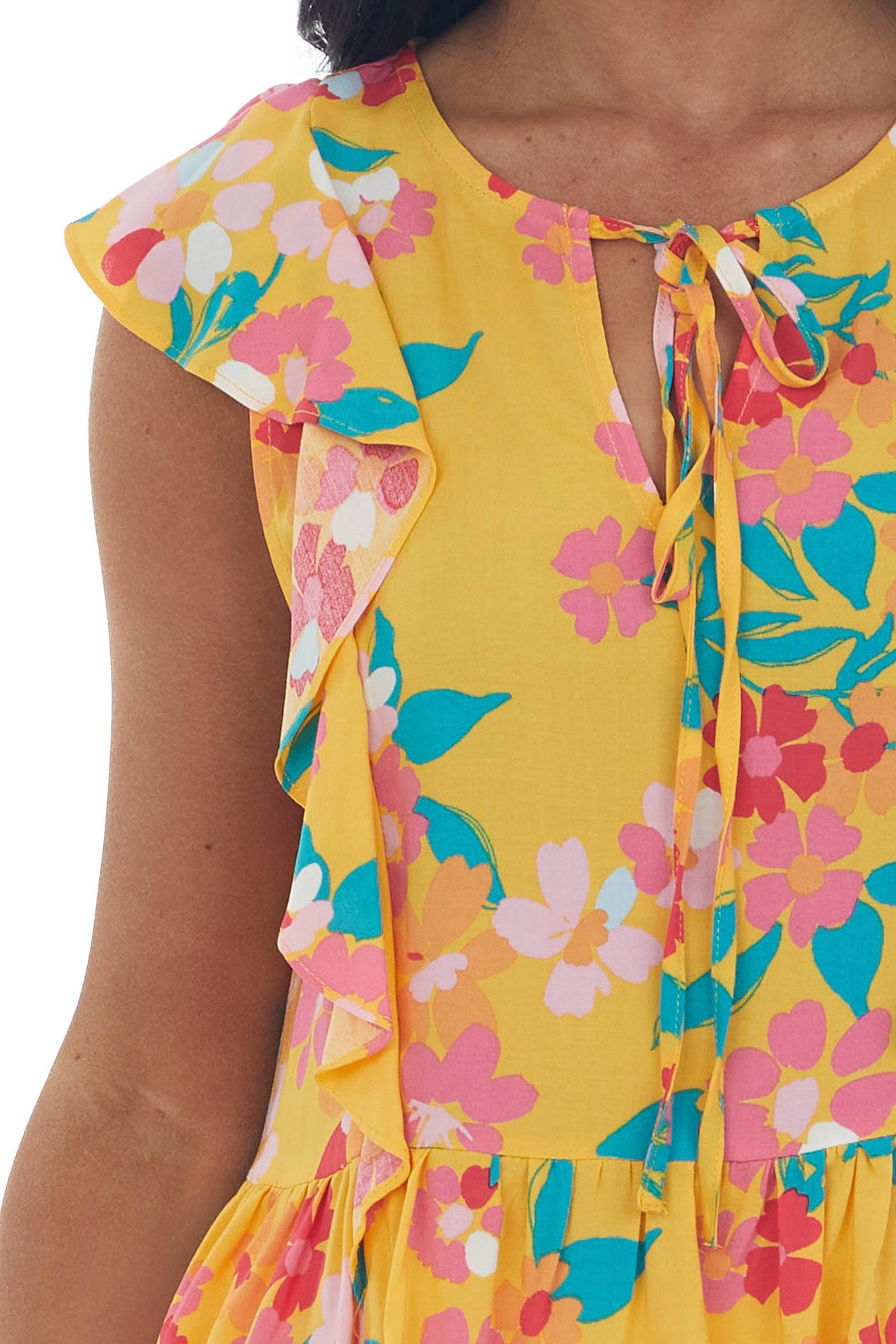 Amber Floral Print Ruffle Sleeve Peplum Blouse