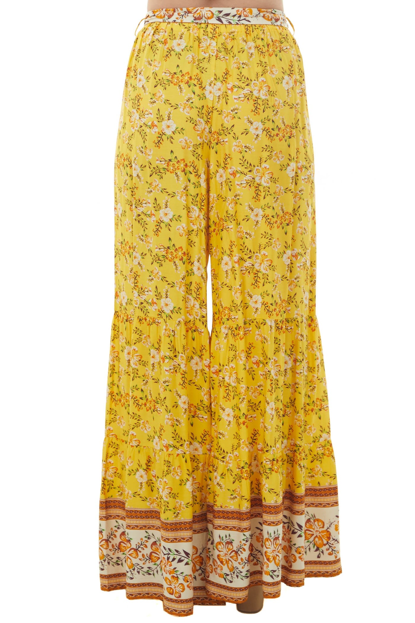 Amber Floral Print Wide Leg Waist Tie Pants