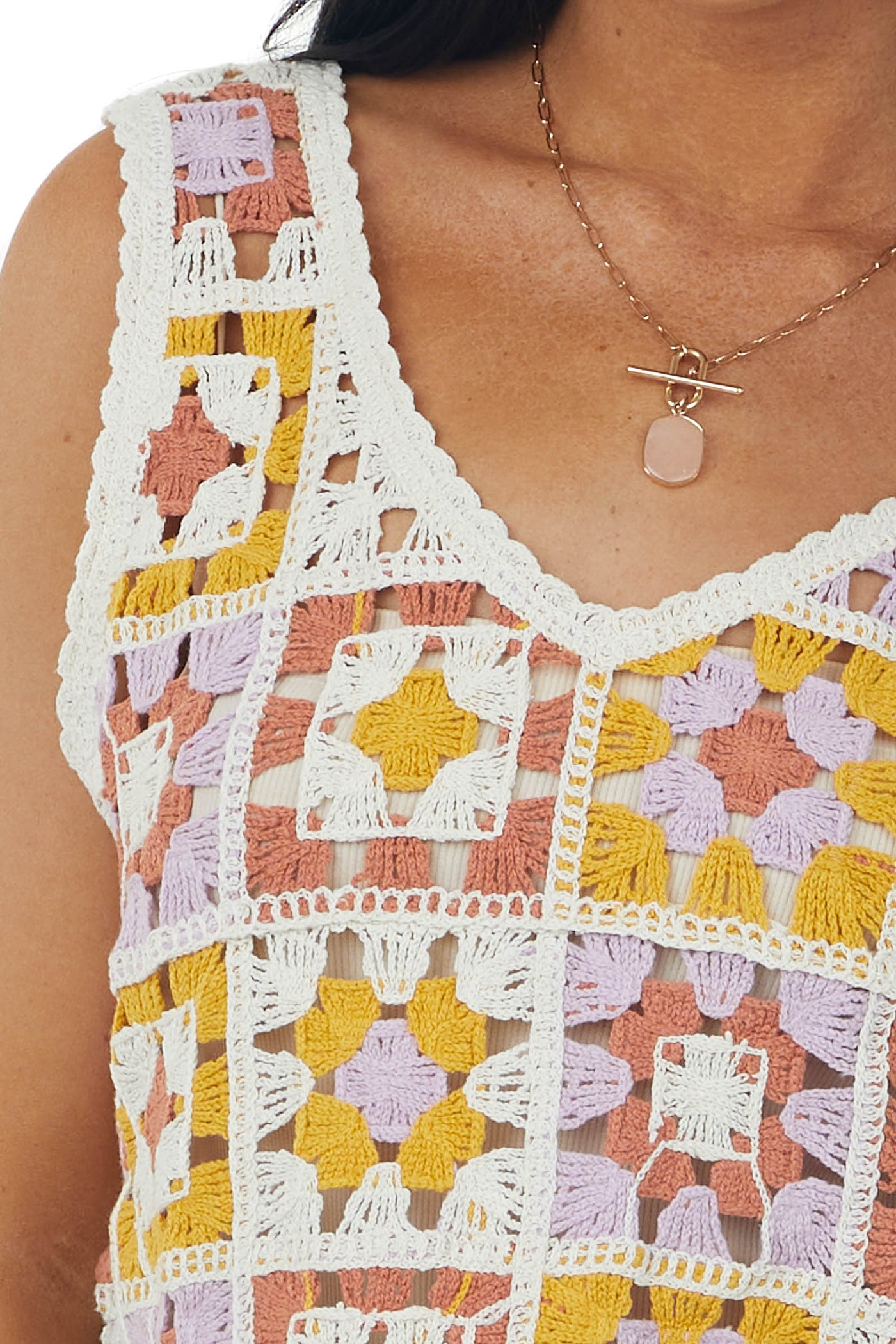 Amber Multicolor Sleeveless Crochet Tank Top