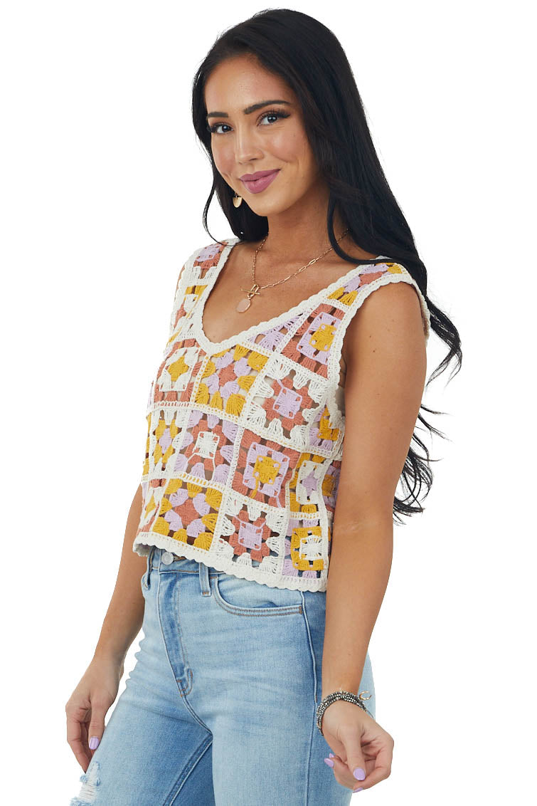 Amber Multicolor Sleeveless Crochet Tank Top