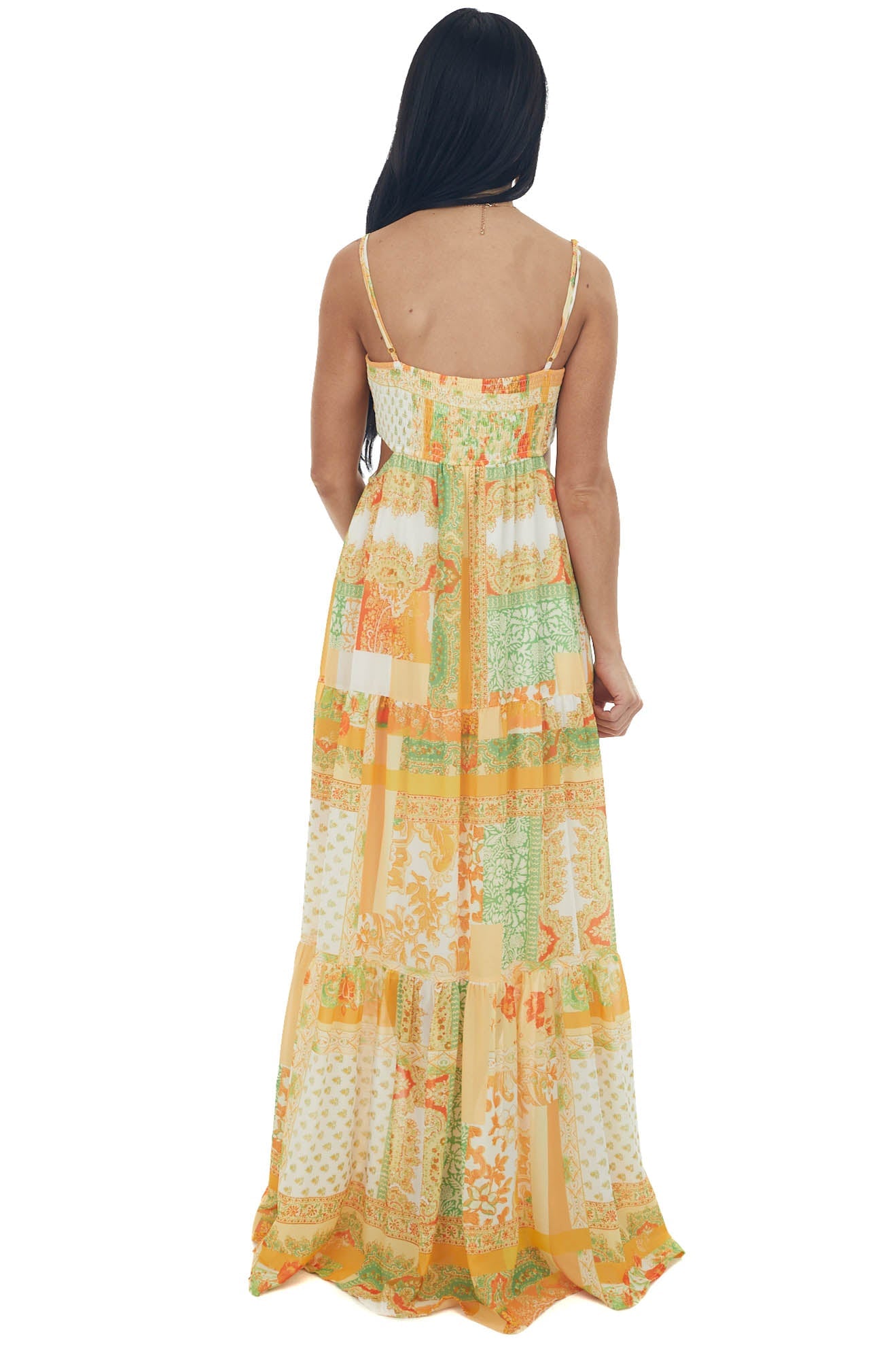 Amber Printed Maxi Dress with Side Cut Outs