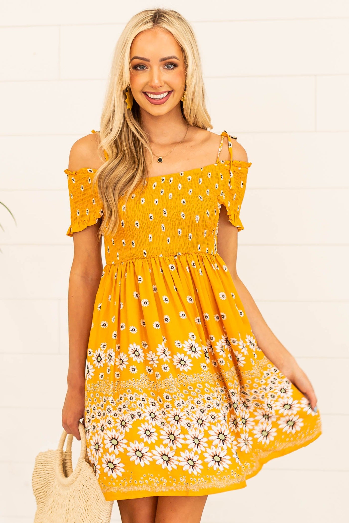 Amber Floral Print Cold Shoulder Short Dress