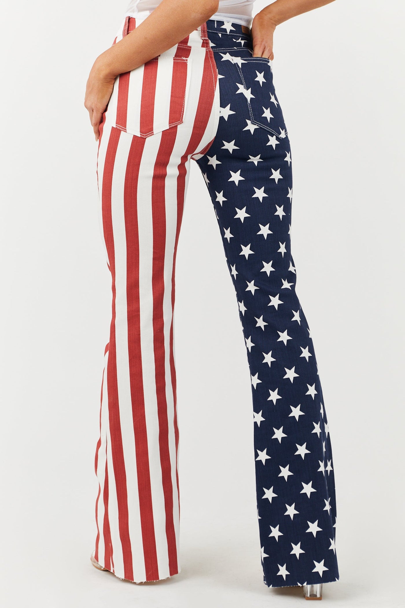 Americana Print Vintage High Rise Flare Jeans