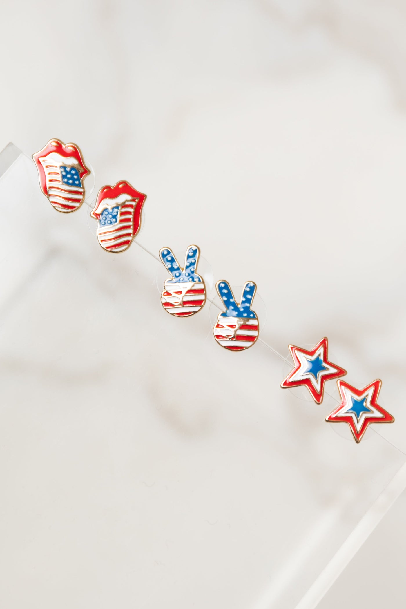Americana 3 Pair Enamel Stud Earrings