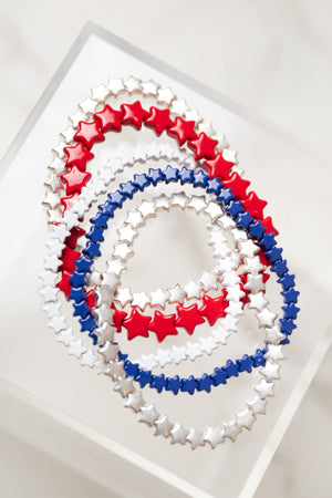 Americana Star Bead 5 Piece Stretchy Bracelet Set