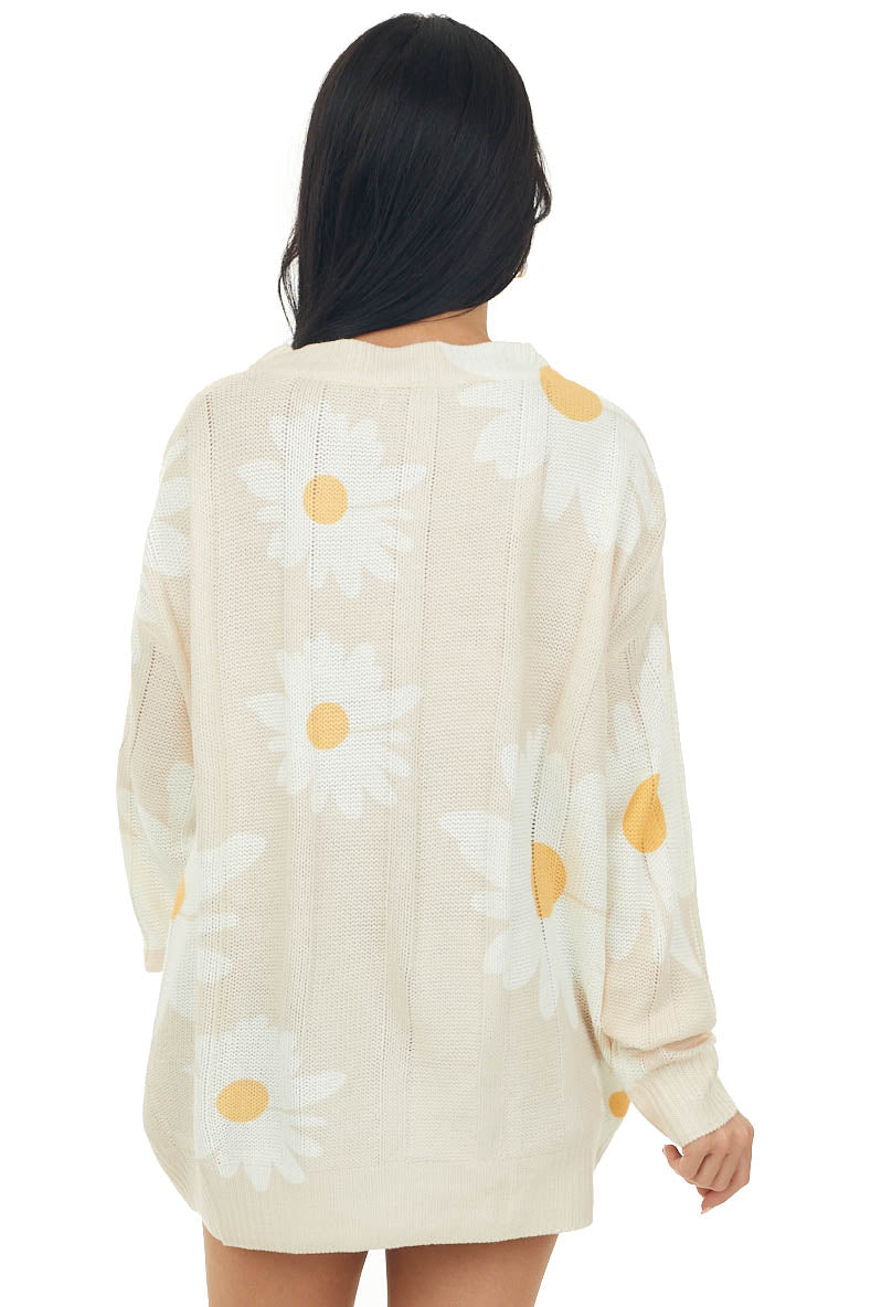 Apricot Flower Pointelle Lightweight Sweater