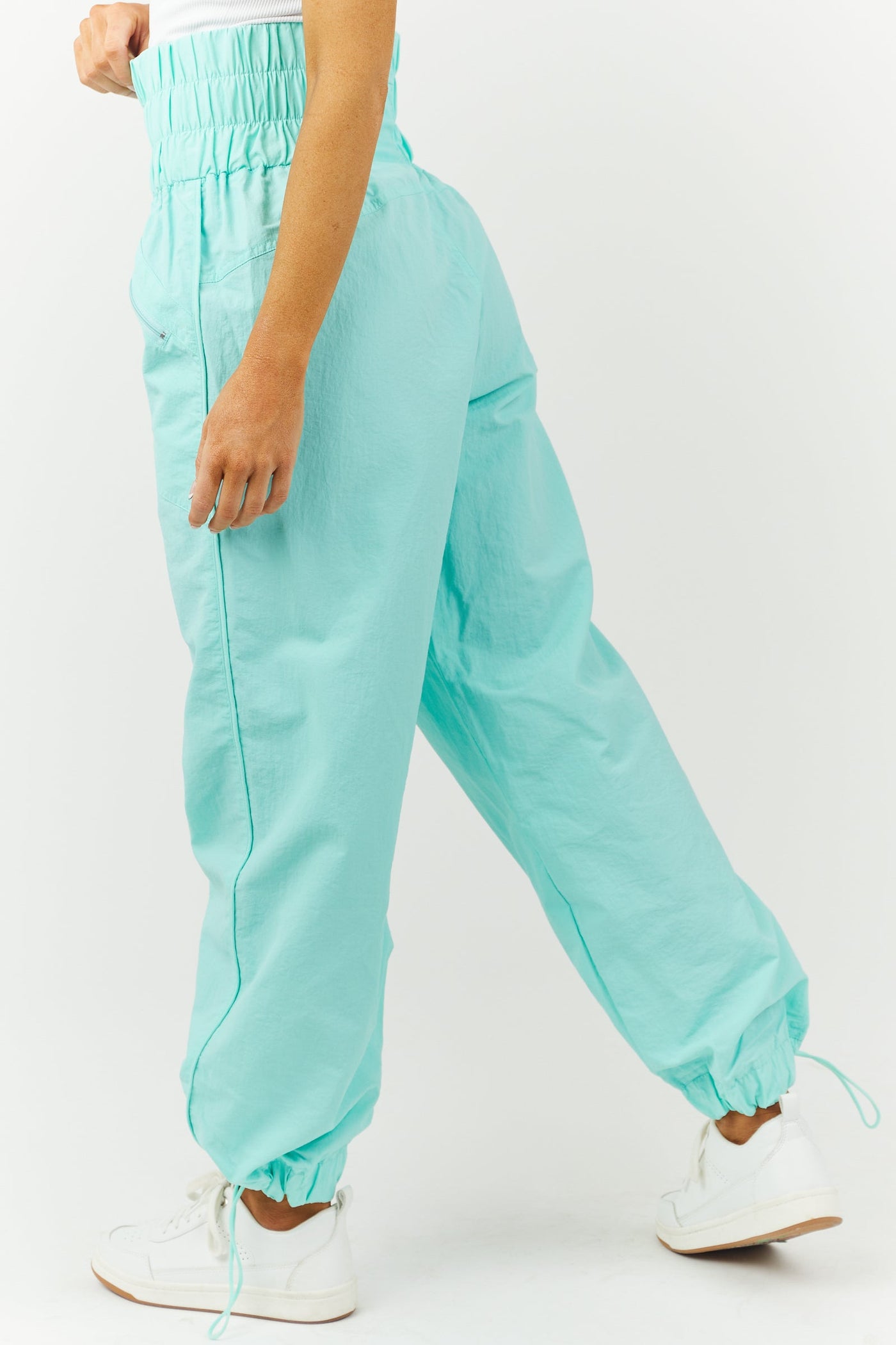 Aqua High Waisted Windbreaker Jogger Pants
