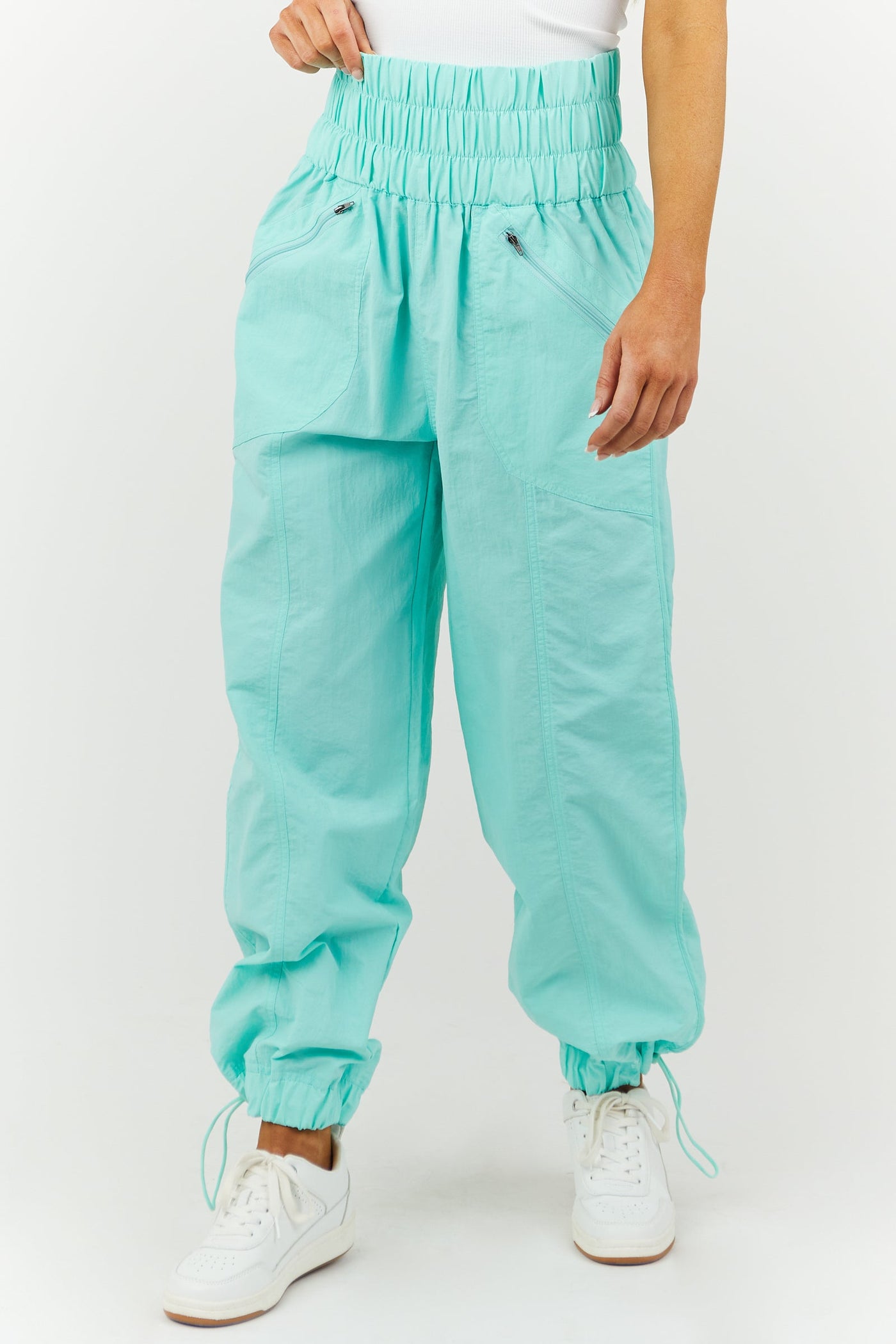 Aqua High Waisted Windbreaker Jogger Pants