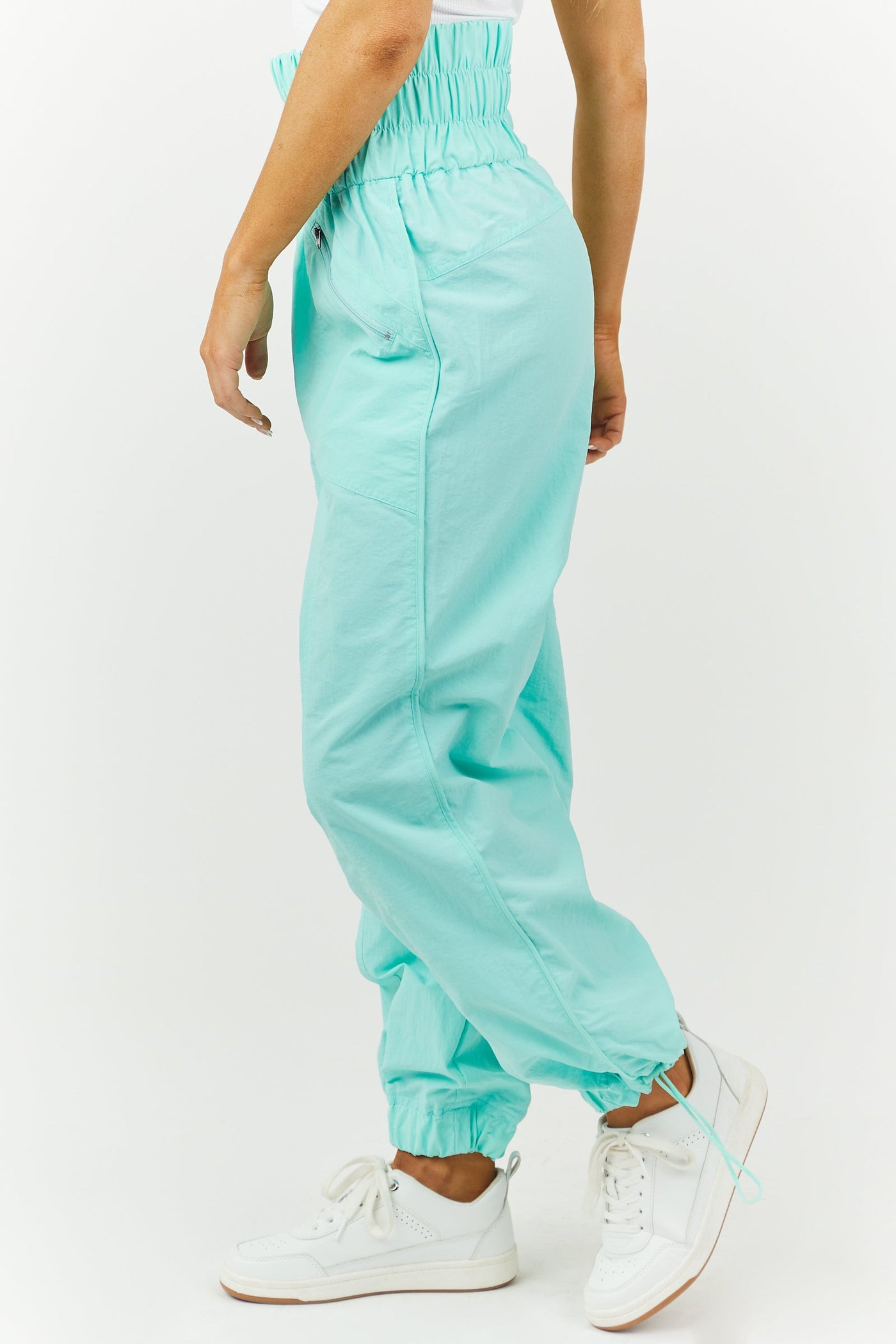 Aqua High Waisted Windbreaker Jogger Pants