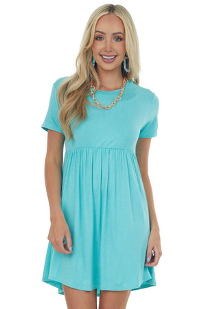 Aqua Short Sleeve Babydoll Knit Dress