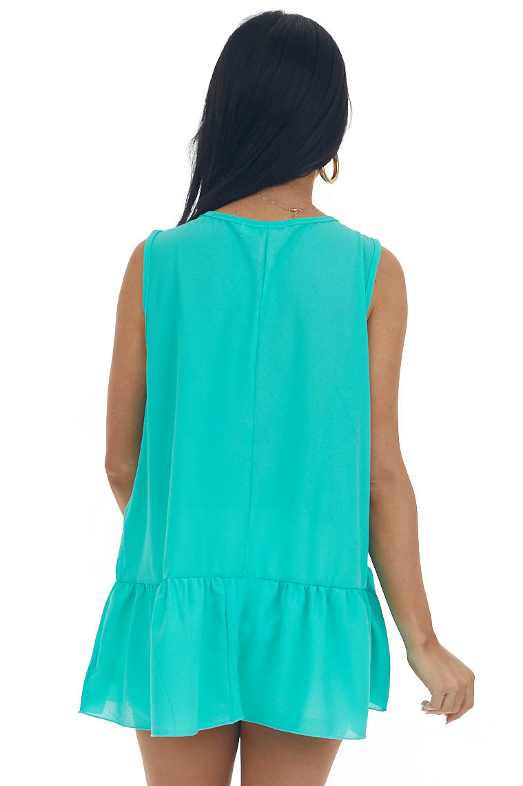 Aquamarine Tiered Sleeveless Flowy Blouse