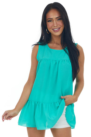 Aquamarine Tiered Sleeveless Flowy Blouse