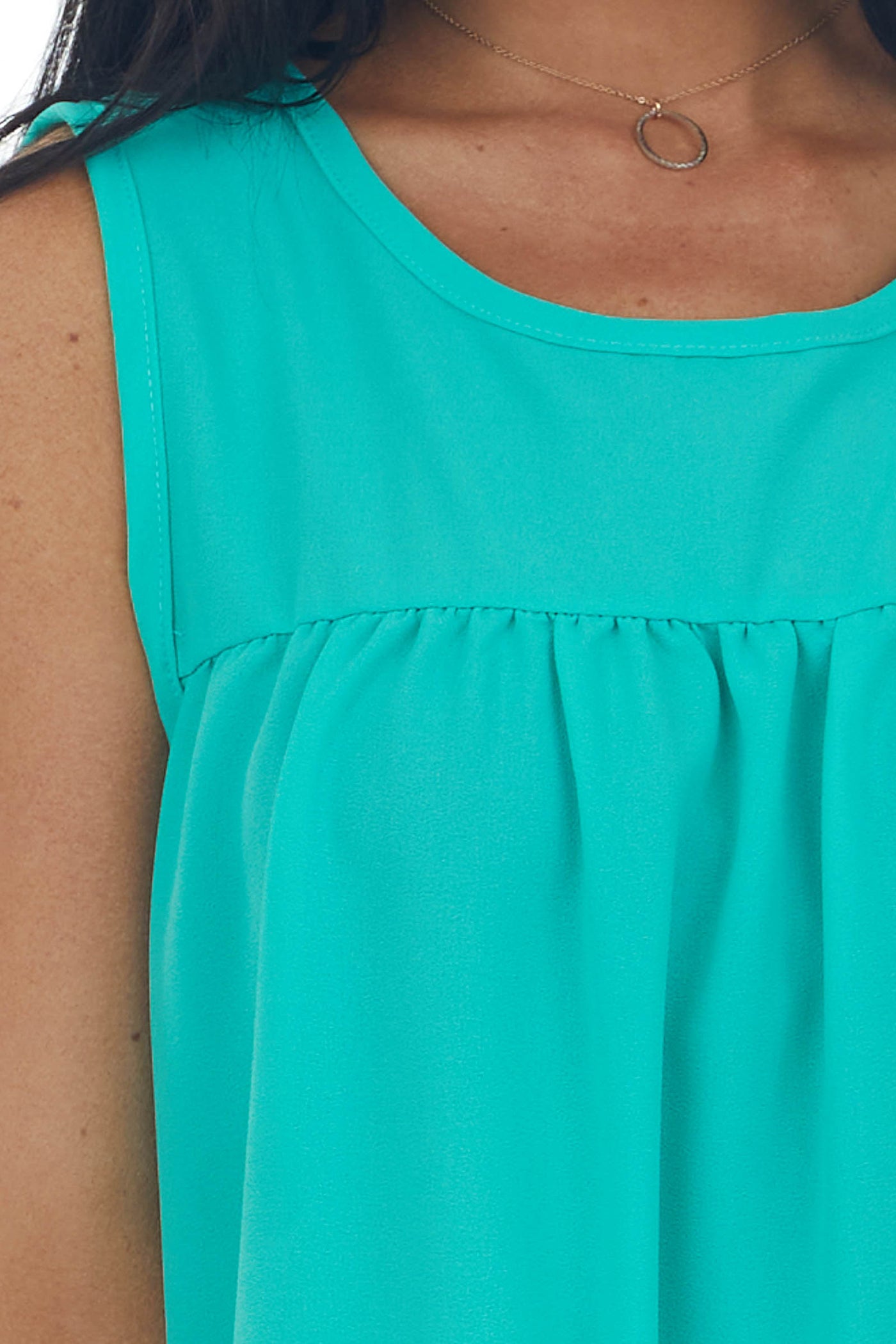 Aquamarine Tiered Sleeveless Flowy Blouse