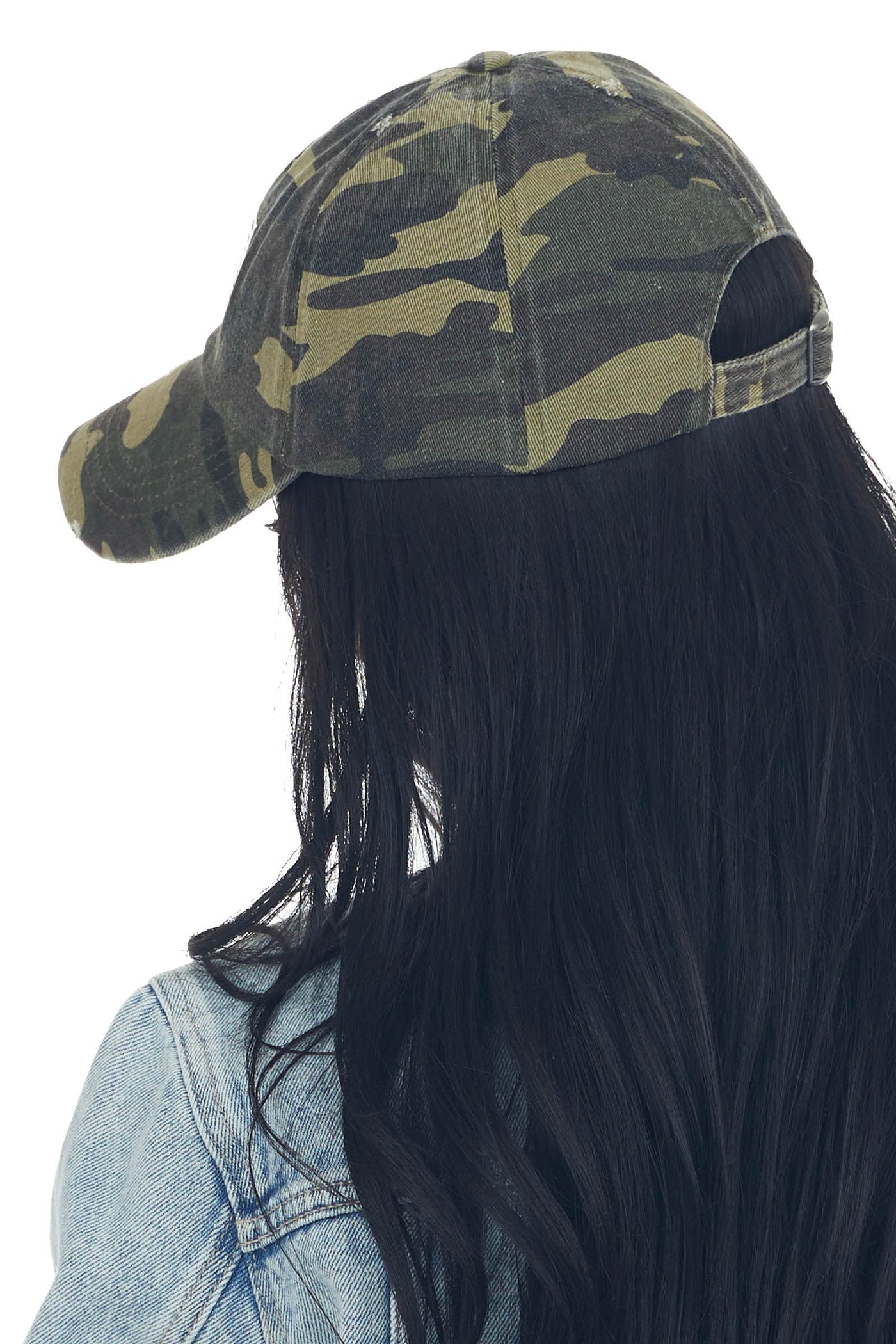 Army Camo American Flag Distressed Baseball Cap