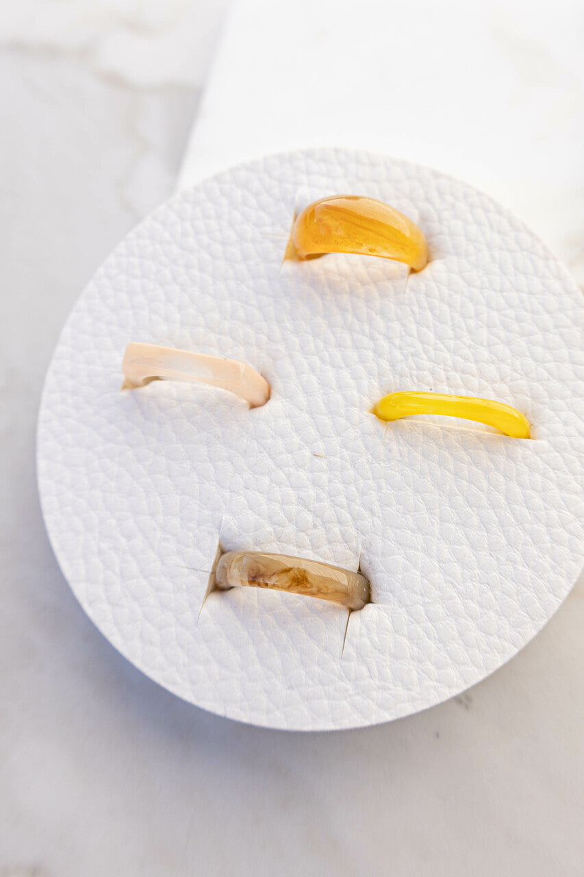 Assorted Shape Acrylic Resin 4 Piece Ring Set