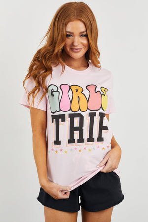 Baby Pink 'Girls Trip' Graphic Knit Tee