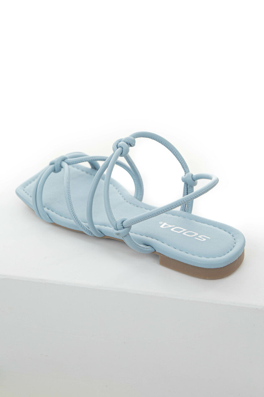 Baby Blue Faux Leather Strappy Open Toe Sandal
