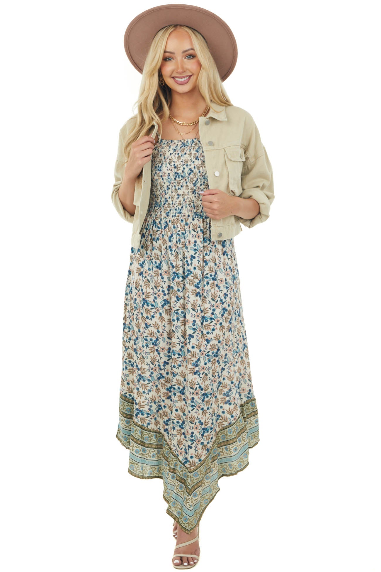 Beige Button Up Cargo Chest Pocket Collared Jacket