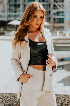 Beige Double Button Detail Blazer