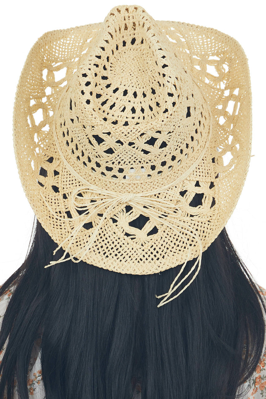 Beige Western Style Woven Straw Hat