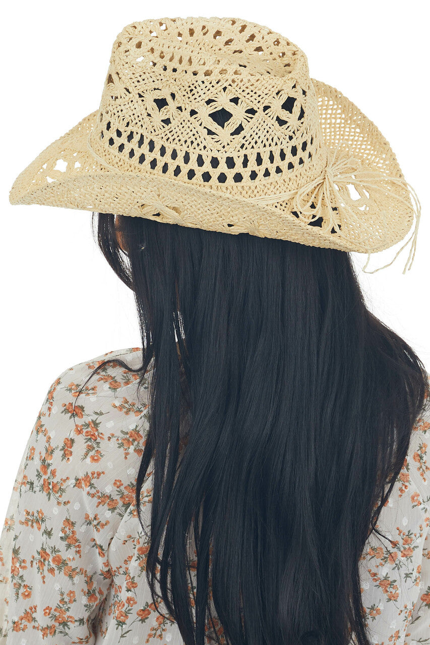 Beige Western Style Woven Straw Hat