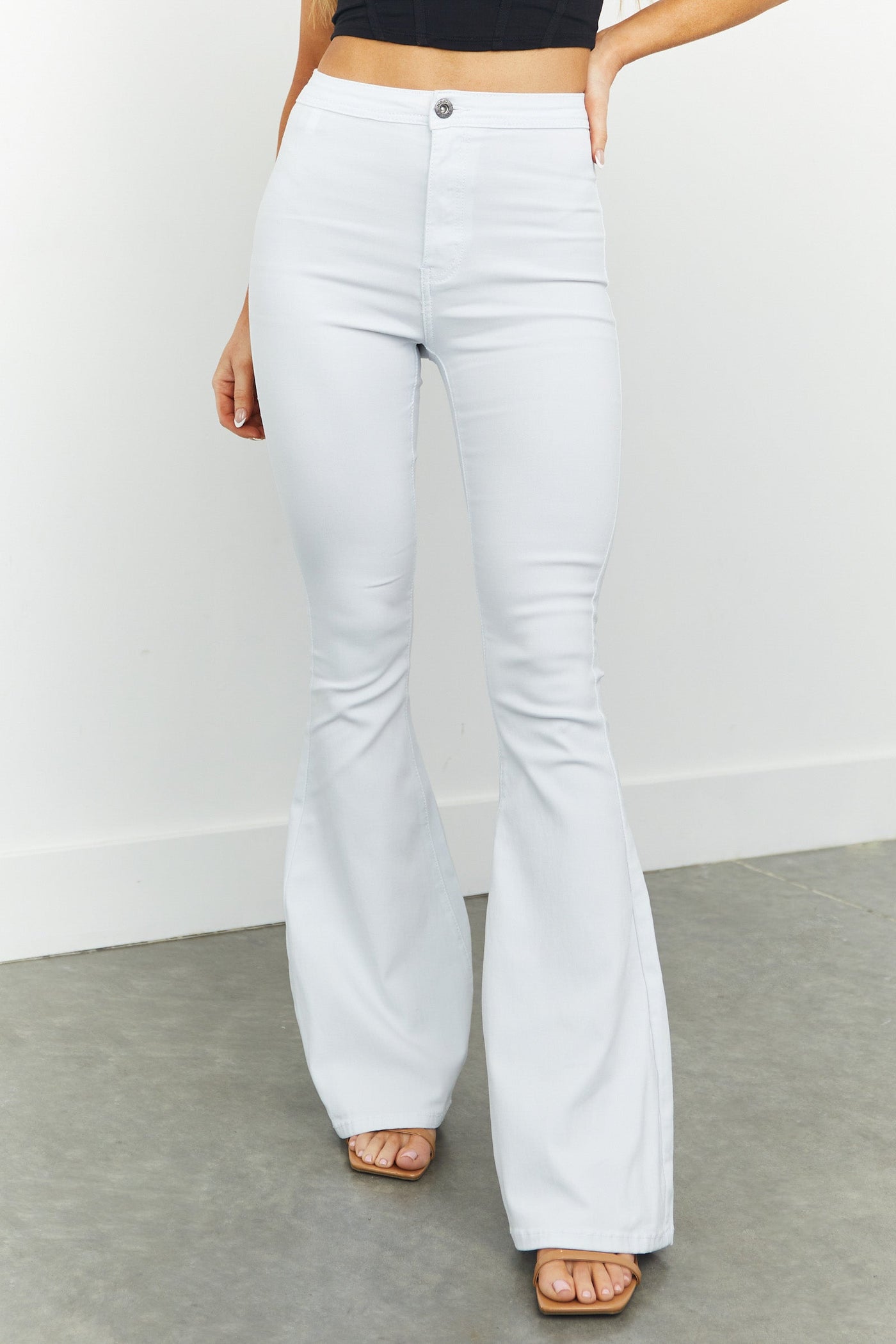 Bella White Super Stretch Flare Jeans