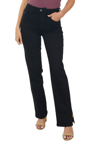 Black 90s Straight Leg Jeans with Side Slits