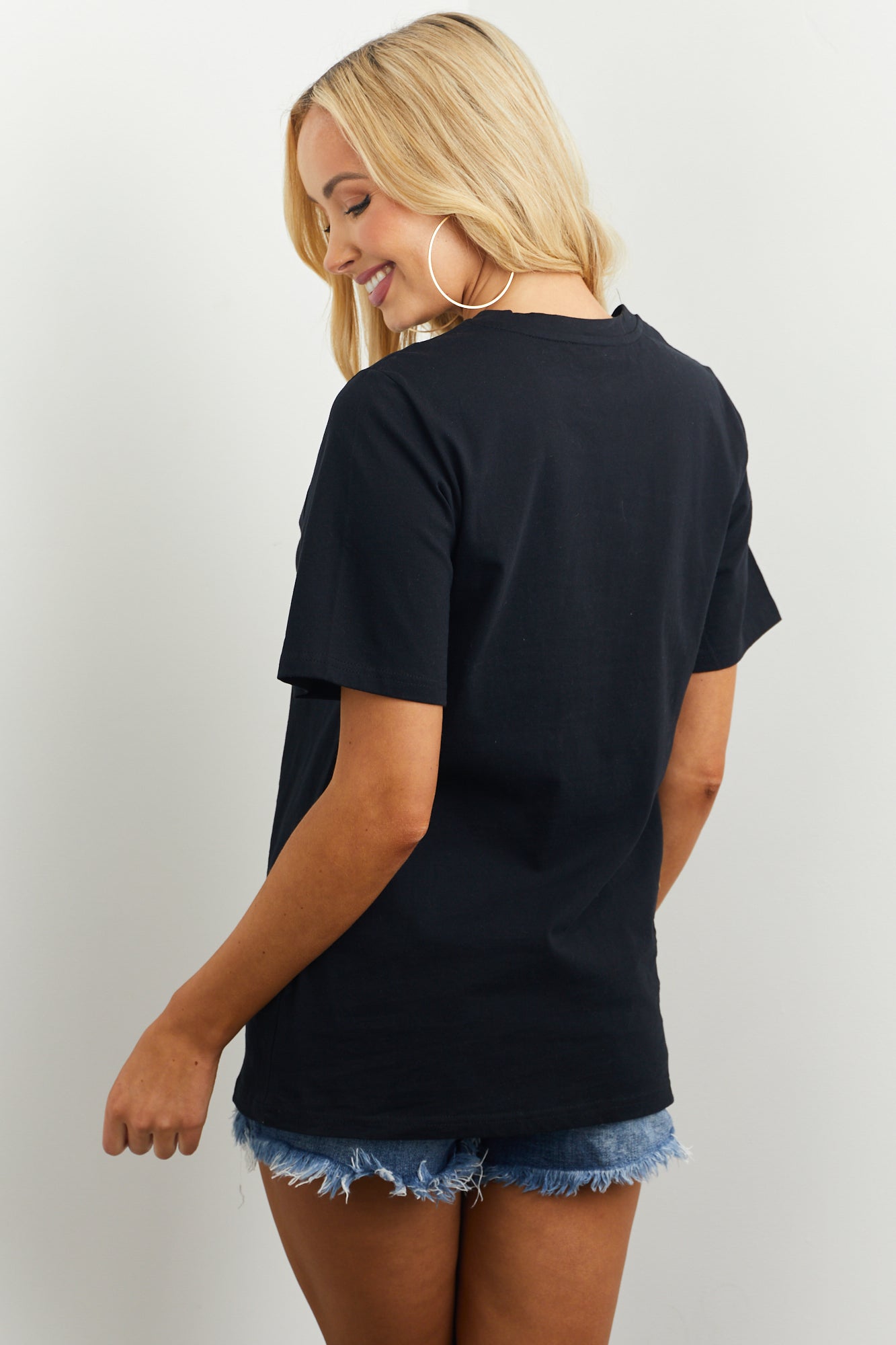 Black 'Babe' Rhinestone Graphic Knit Tee