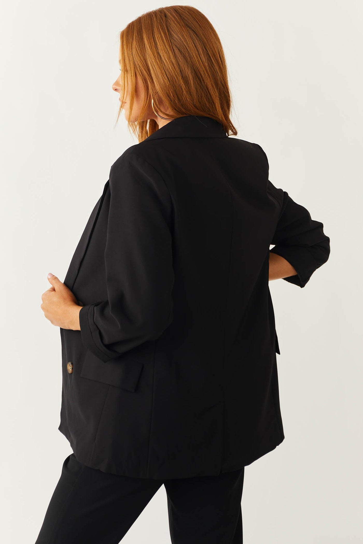Black Button Detail Blazer
