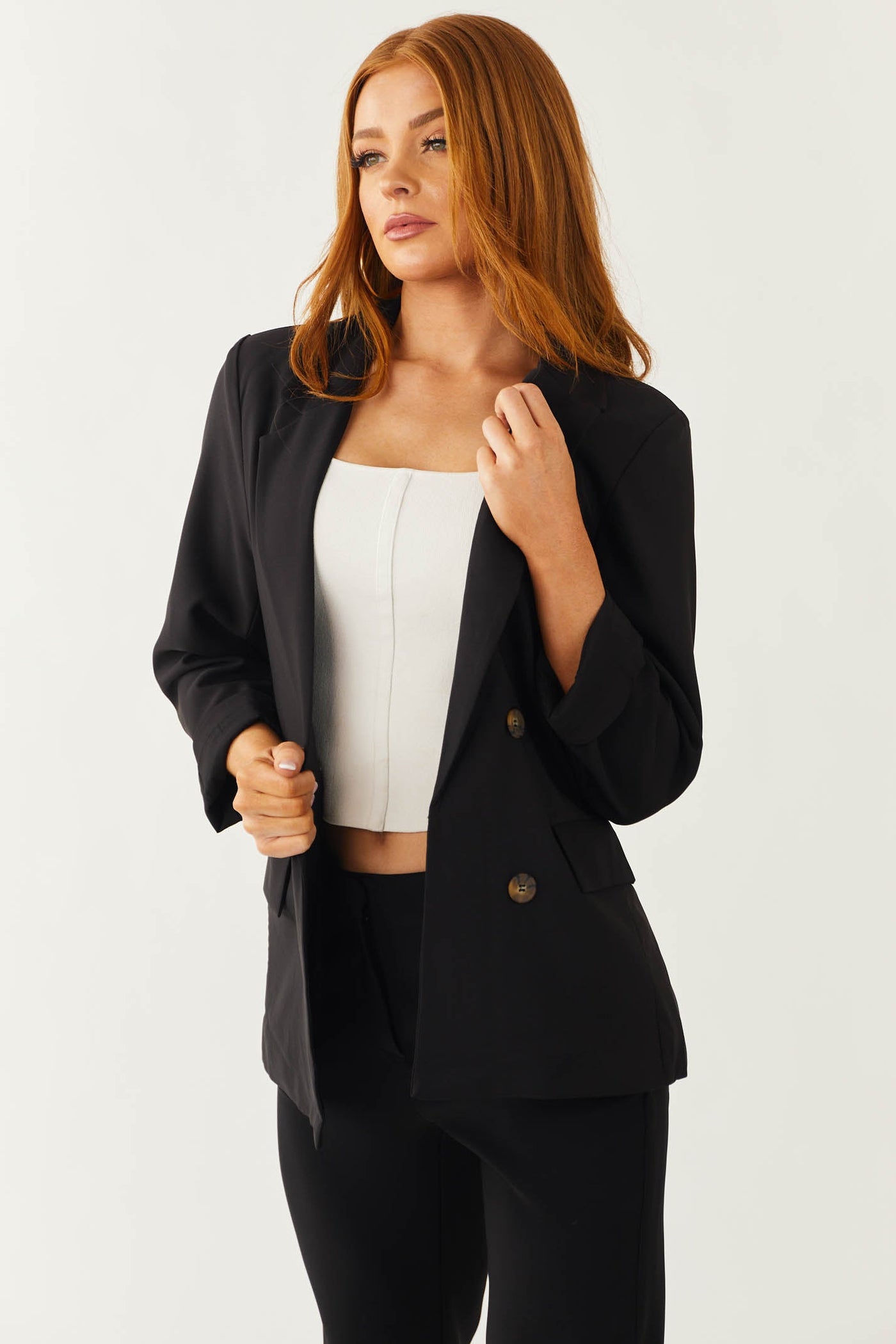 Black Button Detail Blazer