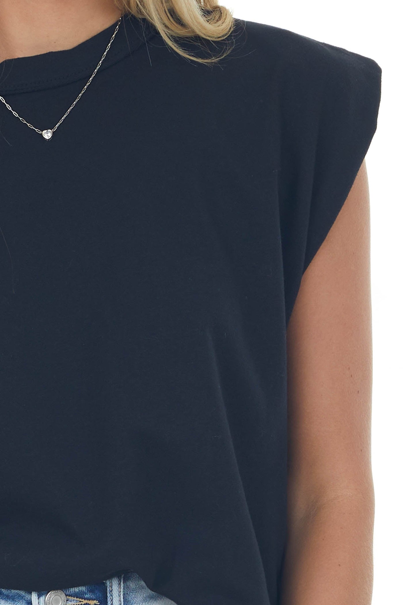 Black Crew Neck Sleeveless Muscle Tee