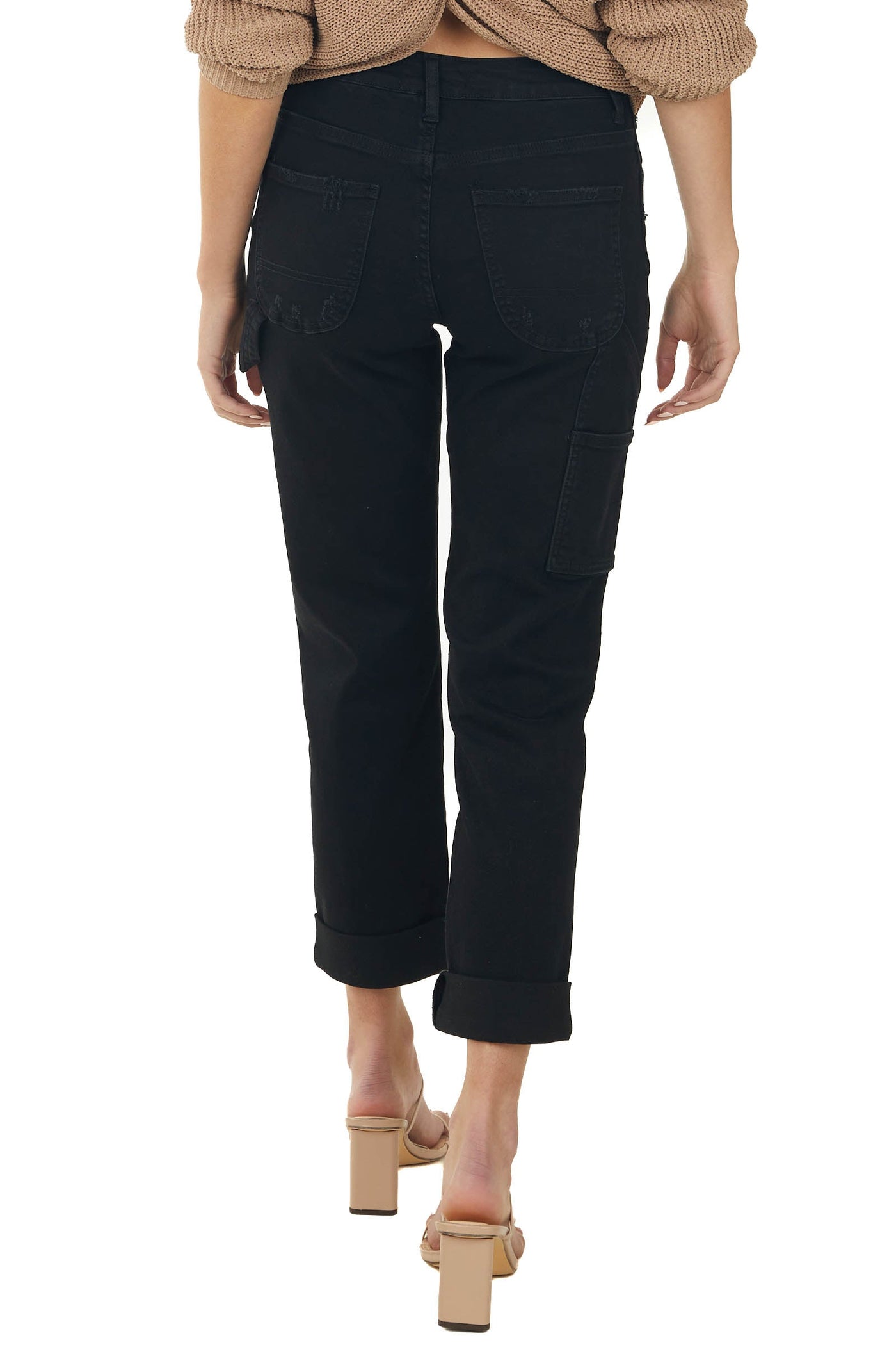 Black High Rise Cuffed Hem Carpenter Jeans