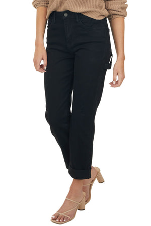 Black High Rise Cuffed Hem Carpenter Jeans