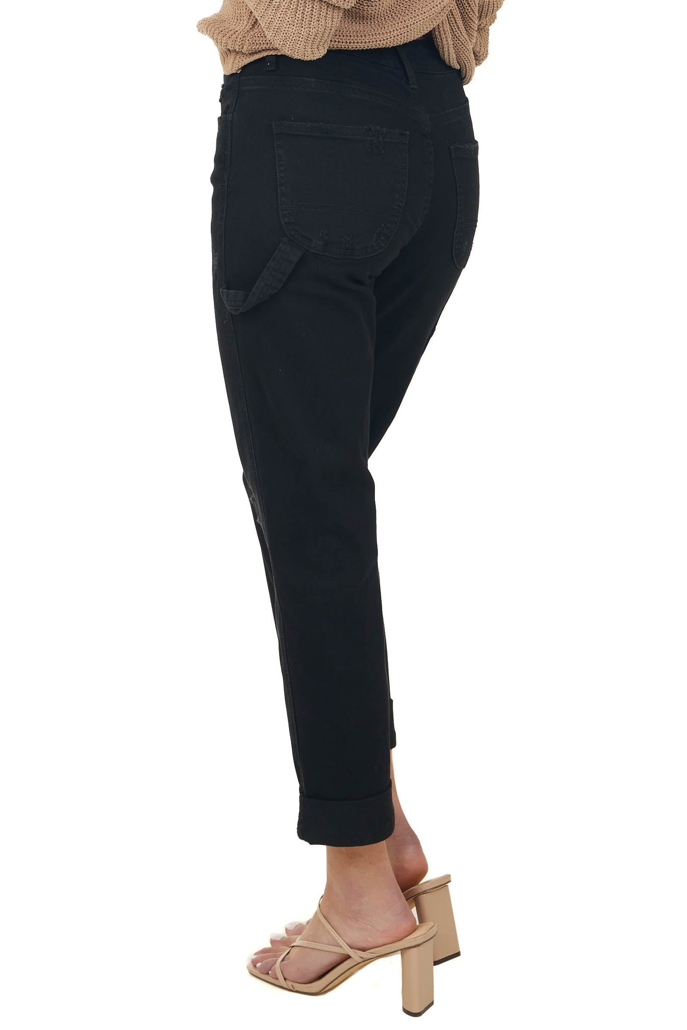 Black High Rise Cuffed Hem Carpenter Jeans