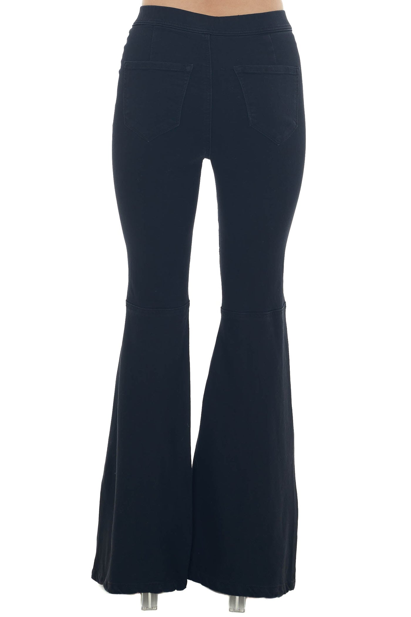 Black High Rise Front Seam Flare Leg Jeggings