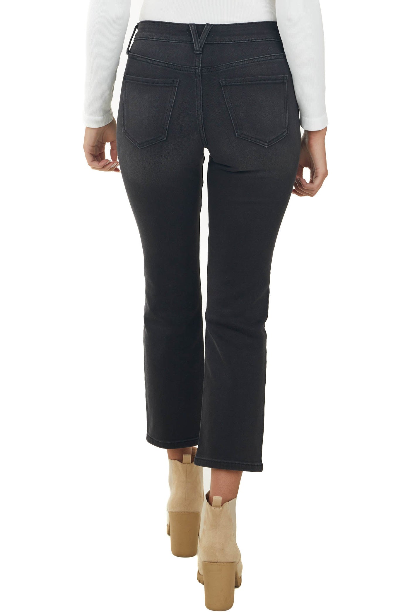 Black High Rise Zipper Fly Straight Leg Jeans