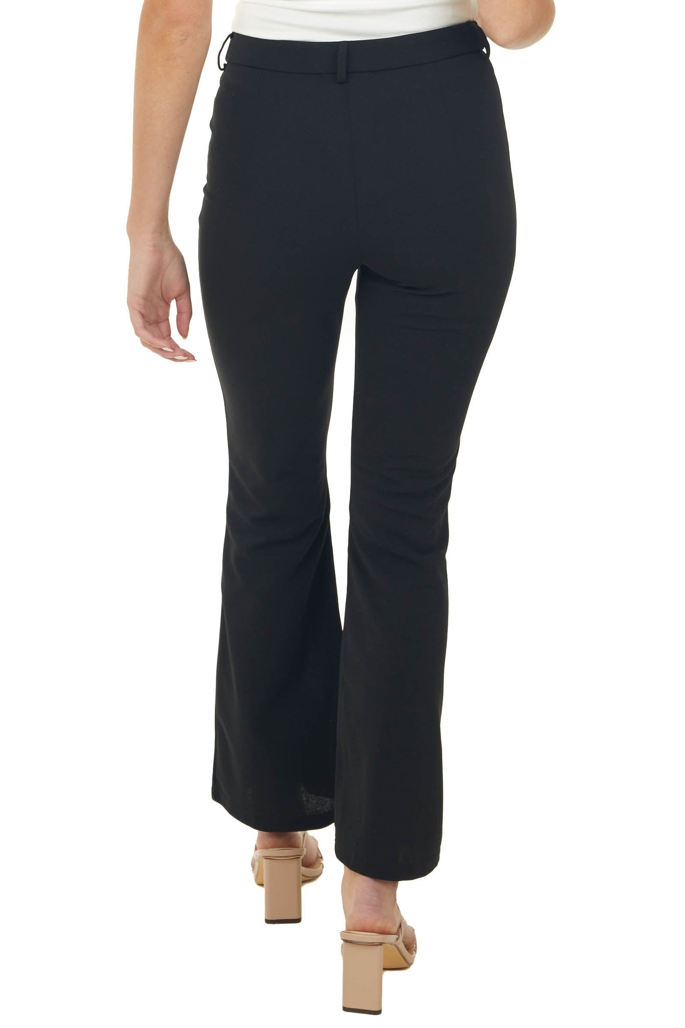 Black High Waisted Flare Front Split Pants